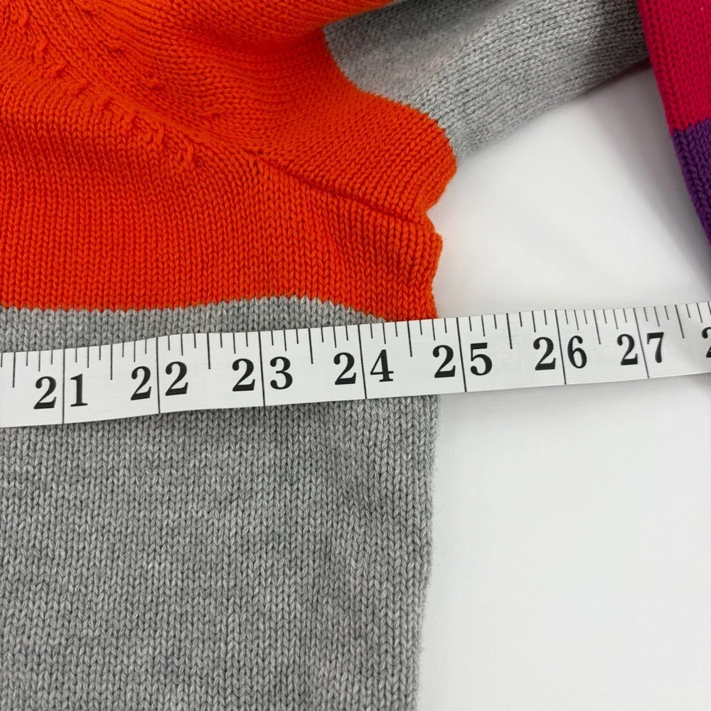 Liz Claiborne Sweater‎ 2X Multicolor Striped V-Neck 100% Cotton Knit Pullover